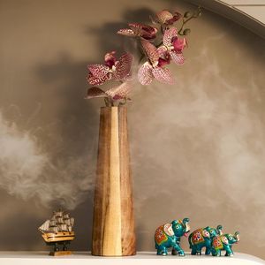 Florero Cilíndrico Moderno y Minimalista de Bambú y Madera, Ideal para Decoración del Hogar en Salas de Estar y Dormitorios - Product Image 3