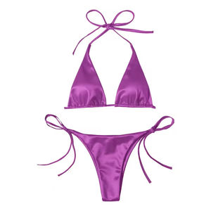 Traje de Baño de Una Pieza Transpirable de Moda para Mujer, Bikini de Color Sólido, Corte Sexy, Servicio OEM para Adultos, Ropa de Playa - Product Image 2