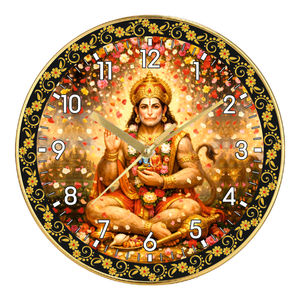 Horloge murale Lord Hanuman, décoration de méditation, produit promotionnel pour le bureau, le salon, le temple, cadeau de Noël et du Nouvel An - Product Image 1