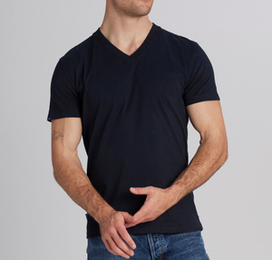 T-shirts col V pour hommes à prix avantageux, manches courtes, en coton, personnalisables, respirants, service OEM ODM. - Product Image 1