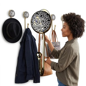 Porte-manteau mural vintage en céramique et métal, réglable, écologique, étanche, auto-adhésif, à crochet unique pour vêtements - Product Image 2