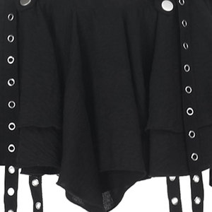 New Arrival Gothic Punk Black A-Line <b>Mini</b> Skirt with Eyelet Belt Straps Asymmetrical Irregular Hem Skirt for Women's - Product Image 4