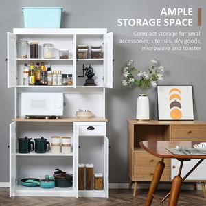 Mobile dispensa da cucina moderno bianco con pensile e piano d'appoggio per forno a microonde - Product Image 5