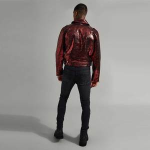 Genuine PU Leather Customized Color Long <b>Thin</b> All Over Printed <b>Waterproof</b> Breathable Bomber <b>Jacket</b> Men Biker Leather <b>Jackets</b> - Product Image 4