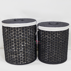 Black Paper Iron Storage Baskets Lid Cotton Liner Minimalist Design Laundry Clothing Organizer Standing Type Wardrobe - Product Image 4