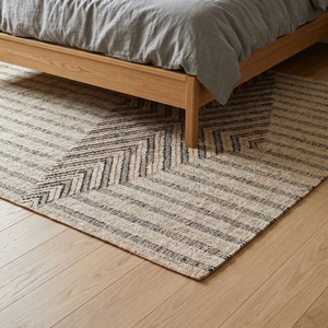 Handcrafted Handwoven Modern Jute <b>Rug</b> Anti-Slip <b>Thick</b> Medium Pile Beige Brown Geometric Chevron Pattern Textured Area Carpet - Product Image 5