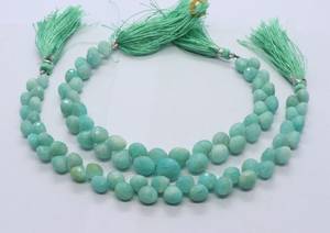Perles d'Amazonite naturelle facettées en forme d'oignon 6-7 mm, perles de pierre précieuse d'Amazonite, 8 pouces, perles d'Amazonite facettées en forme d'oignon pour bijoux - Product Image 2