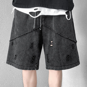 Pantalones Cortos de Lona con Lavado Ácido Ecológicos para Hombre, Estilo Urbano Vintage, Tela Suave, Ajuste Cómodo, Atuendo Casual de Verano, a la Moda - Product Image 4