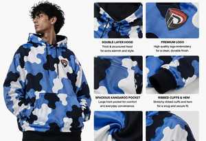Sudadera con Capucha Azul, Negra y Blanca, Unisex, Corte Holgado, 100% Algodón Tejido, Estilo Urbano Informal, Ecológica, con Bolsillo Frontal - Product Image 6