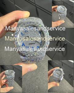 Reloj de Hombre con Esfera de Cristal con Incrustaciones de Diamantes Moissanite VVS1, Caja de Acero Inoxidable con Moissanite, Cierre de Pulsera, Resistencia al Agua de 10 Bares - Product Image 2