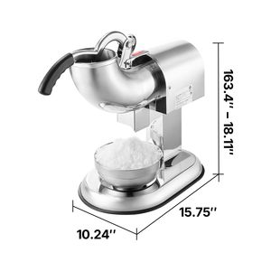 Macchina Elettrica per Ghiaccio Tritato a 4 Lame, 440 libbre all'ora, Interamente in Acciaio Inossidabile, con Ciotola per Coni di Neve - Product Image 5