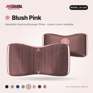 Almohada Masajeadora JS-230 con Espaciado Ajustable, Color Personalizado, Motor sin Escobillas OEM, Carga Inalámbrica, Masajeador de Cuello y Espalda - Product Image 6