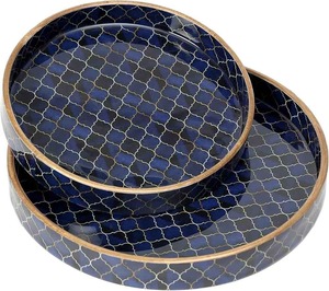 Plateau de service décoratif en bois émaillé imprimé pour restaurant et maison, avec incrustation d'os, au meilleur prix de MAC - Product Image 1
