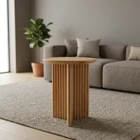 Table d'appoint ronde en bois moderne, design scandinave, meubles de salon faits à la main