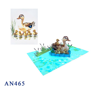 Tarjeta Pop-up Familiar de Patos Estilo Animal Hecha a Mano en Vietnam, Diseño Personalizado, Impresión Offset, Papel Artesanal - Product Image 4