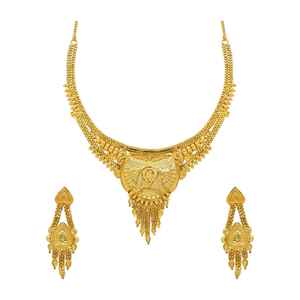 สร้อยคอแฟชั่นชุบทอง 14K 18K 24K แบบขายส่ง สร้อยคอสั้นทองเหลืองขึ้นรูป ดีไซน์แบบดั้งเดิม ชุดเครื่องประดับโอโร จอยเอเรีย - Product Image 3