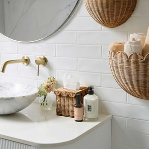 Boîte à mouchoirs en rotin faite à la main, carrée, tissée en bambou, style Wabi Sabi, ton brun naturel - Product Image 3