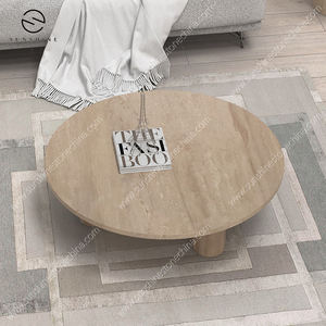 Table basse moderne en bois avec plateau rond et design à trois pieds pour salon, style minimaliste, décoration intérieure durable - Product Image 3