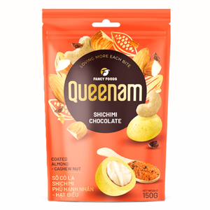 Dragées au chocolat de qualité supérieure, vente en gros, livraison mondiale, HALAL, OEM/ODM, amandes et noix de cajou enrobées de chocolat Shichimi, 150g, en-cas - Product Image 1