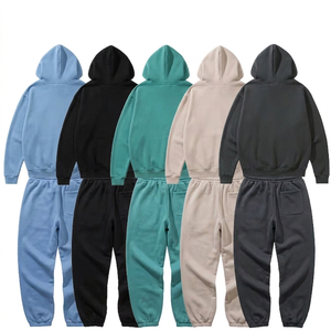 Conjunto Deportivo Unisex con Capucha, Sudadera de Color Sólido, Pantalones Jogger de Algodón, Corte Holgado Informal, Largo Completo, Ropa de Otoño - Product Image 2