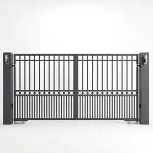 Puerta Doble Abatible de Hierro Moderna con Recubrimiento en Polvo, Resistente a la Oxidación, Rectangular, para Entrada de Seguridad Residencial - Product Image 1