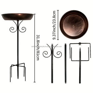 Bain d'oiseaux décoratif en métal pour extérieur, base robuste, finition résistante aux intempéries, parfait pour les oiseaux. - Product Image 4