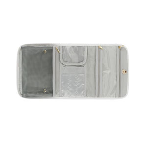 Foldable Portable Multi-Function Makeup Organizer Bag Minimalist Casual Style PU Material Small Capacity Blue <b>Clear</b> Partition - Product Image 5