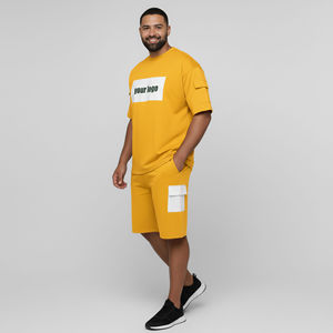 Conjunto Deportivo de 2 Piezas con Camiseta y Pantalones Cortos Estampados, Nuevo Conjunto Casual Premium de Otoño para Hombre, Cómodo, de Manga Corta - Product Image 3