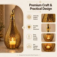 Lanterne à bougie en métal marocaine personnalisée en gros avec découpes ajourées pour la décoration de la maison, du Ramadan, de l'Aïd et des mariages