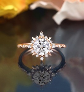 Round Cut Moissanite <b>Ring</b> 925 Sterling <b>Silver</b> Classic <b>Solitaire</b> Engagement <b>Ring</b> Elegant Minimalist Wedding Jewelry Gift for Her - Product Image 1