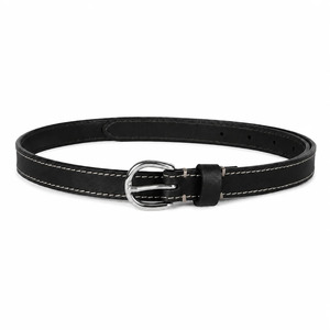Women Black Leather <b>Belt</b> <b>Silver</b> <b>Buckle</b> Fashion Waist <b>Belt</b> for Ladies Casual Dress Jeans Wholesale Supplier Custom OEM Factory - Product Image 1