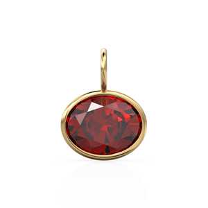 Colgante de Oro Sólido Amarillo de 14k con Rubí Rojo de 2.40ct, Corte Ovalado, Biselado, Amuleto de Piedra de Nacimiento de Julio, Fino, para Joyería - Product Image 1