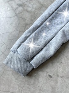 Sweat à capuche zippé pour homme avec détails en strass, en molleton de coton, coupe oversize, style streetwear épuré et minimaliste, service OEM personnalisé - Product Image 4