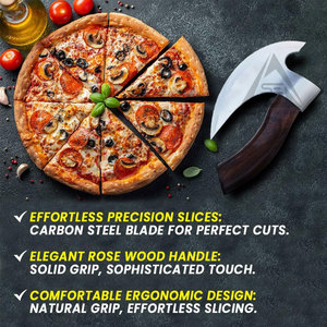 Durable Material Low MOQ Customizable Wood <b>Handle</b> Stainless Steel Blade Pizza Cutting <b>Axe</b> Private Label Best Selling - Product Image 6