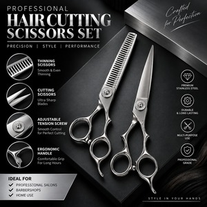 Stainless Steel <b>Dog</b> Grooming <b>Scissors</b> Straight Hair Cutting Shears Blunt Tip Barber Salon Use - Product Image 2