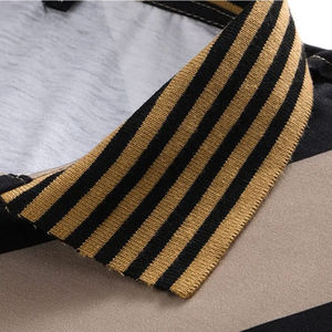 <b>Men's</b> Striped Short Sleeve Polo Shirt With Contrast Trim Regular Fit Casual Woven Polyester Breathable Design - Product Image 6