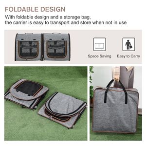 Trasportino per Gatti Portatile da 39 Pollici con Doppio Scomparto, Cuscini Morbidi e Borsa Portaoggetti per Esposizioni e Trasporto Animali Domestici - Product Image 4