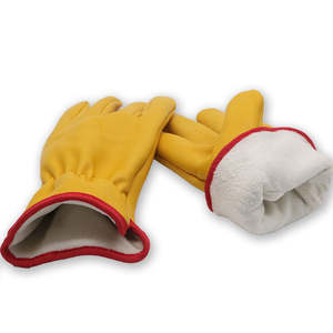 Gants de travail isolés en cuir pour hommes, taille XL, doublure en coton, haute visibilité, séchage rapide, protection hivernale pour la construction et la conduite - Product Image 4