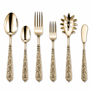 Ensemble de couverts de luxe vintage dorés à succès – Cuillère, fourchette, couteau en acier inoxydable pour la table - Product Image 5