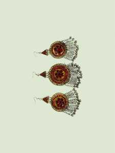Traditional Afghan Kuchi Ring With Raised Glass Stone And Filigree Border For Ethnic Tribal Finger Jewelry And Nomadic - Product Image 3