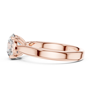Anillo de compromiso solitario con diamante redondo brillante cultivado en laboratorio en oro rosa – Anillo de diamante nupcial minimalista clásico de banda ancha - Product Image 6