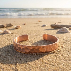 Handmade Thick Hammered Pure Copper Cuff Bangle <b>Bracelet</b> Solid Metal Copper Craft Healing Wellness Jewelry For Men and Women OEM - Product Image 4