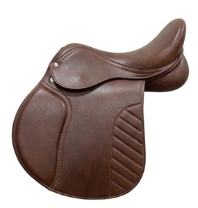 Selle d'équitation anglaise en cuir marron avec arceau en bois, taille complète, équipement d'équitation - Product Image 2