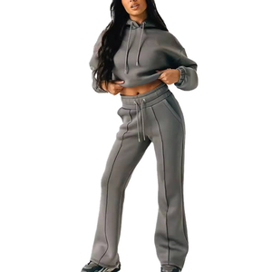 FITME SPORTS - Conjunto Deportivo Informal con Capucha para Mujer, Pantalones Deportivos Ajustados de Invierno, de Secado Rápido, Ligeros, de Algodón/Felpa, con Cordón Ajustable - Product Image 3