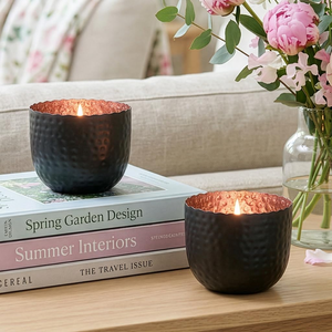 Tea Light Candle Holder Votive <b>Copper</b> Bowl <b>Table</b> Centrepiece Decorated with a Burnished <b>Copper</b> Finish Home and Hotel Interior - Product Image 6