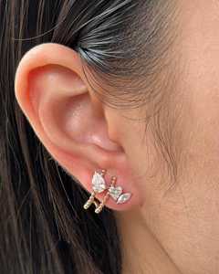 Boucles d'oreilles clous en grappe avec perles de diamant de laboratoire à taille mixte 1,96 ct serties à griffes, élégantes pour le quotidien, bijoux fins minimalistes 10K - Product Image 6