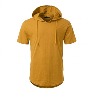 T-shirt à capuche pour homme, coupe classique, longueur standard, couleur unie, décontracté, imprimé, tissu tricoté, polyester/coton écologique, printemps - Product Image 6