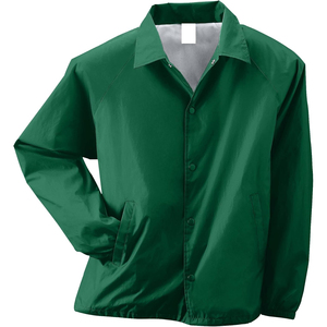 Men's Green Windproof <b>Coach</b> Jacket Regular Fit Turn-down Collar Button Front Casual Spring Wear 100% Polyester Shell - Product Image 1