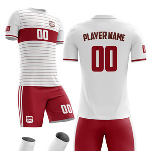 ชุดฟุตบอลชาย พิมพ์ลายแบบ Sublimated เต็มตัว ชุดฟุตบอลระบายอากาศได้ดี สีน้ำเงินและสีขาว ชุดฟุตบอลแบบกำหนดเองสำหรับทีม - Product Image 3