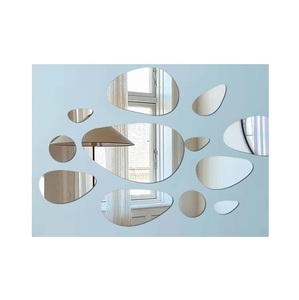 Modern Irregular <b>Pebble</b> Wall Mirror Set Frameless Acrylic Aesthetic Wall Art Sticker Decal for Living Room Home Decor Accent - Product Image 1